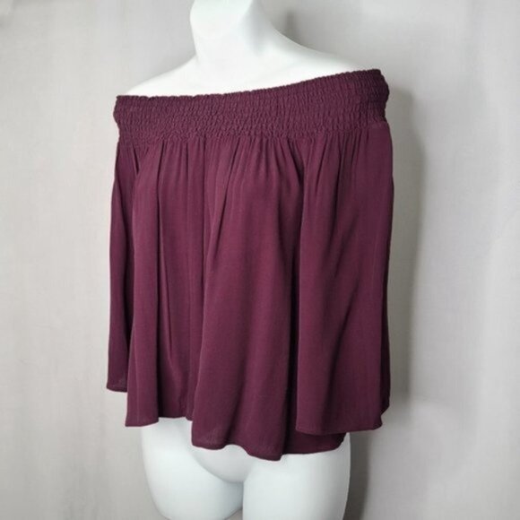 Aritzia Talula Wineberry Off the Shoulder Top - Picture 3 of 5